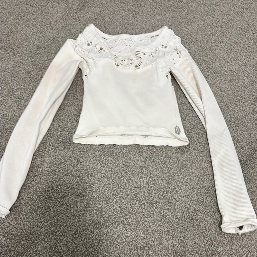 White Cropped Embellished Fitted Blouse